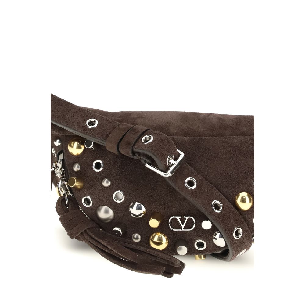 Valentino Garavani Brown Calf Leather Bos Taurus Shoulder Bag