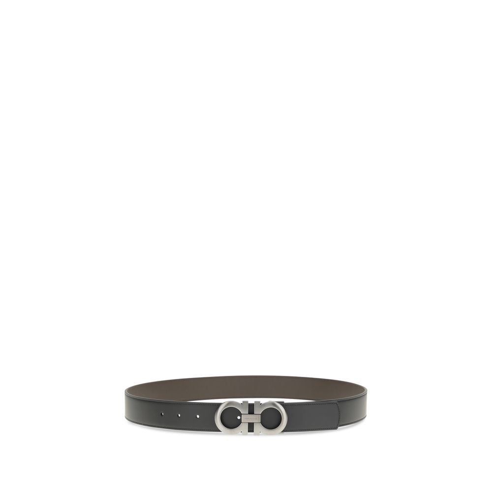 Ferragamo Black Calf Leather Bos Taurus Regular Belt
