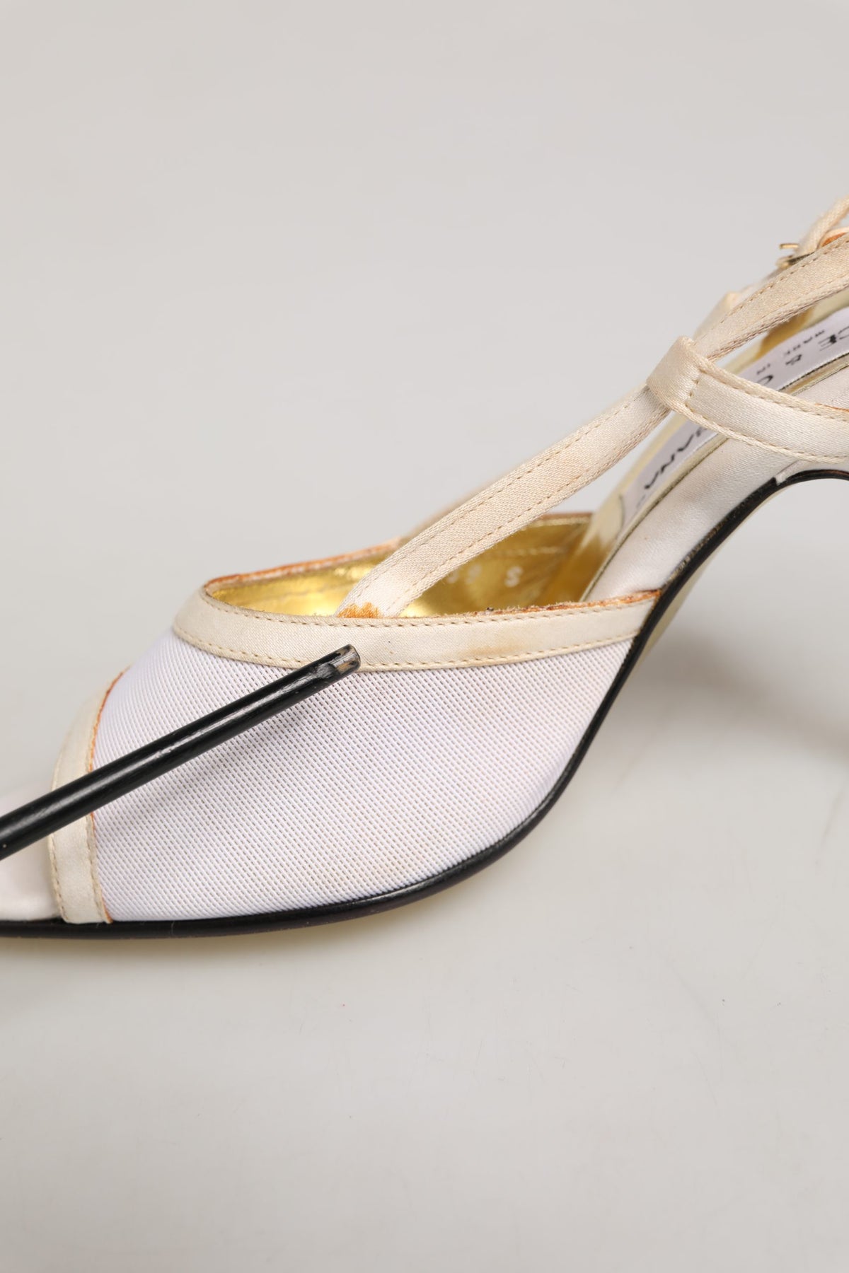 Dolce & Gabbana White Satin Slingback Heels Pumps Shoes