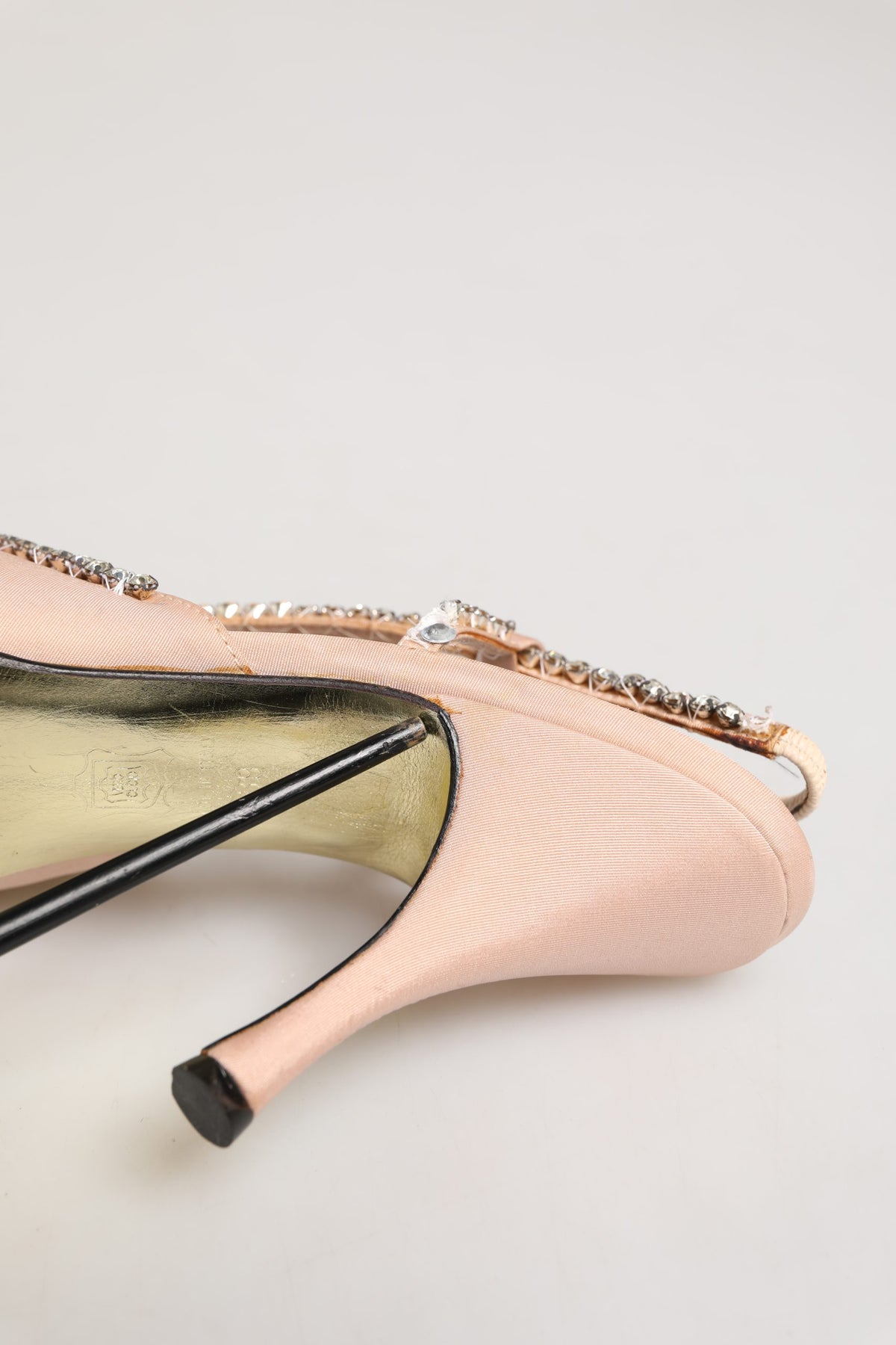 Dolce & Gabbana Beige Crystal Heels Slingbacks Sandals Shoes