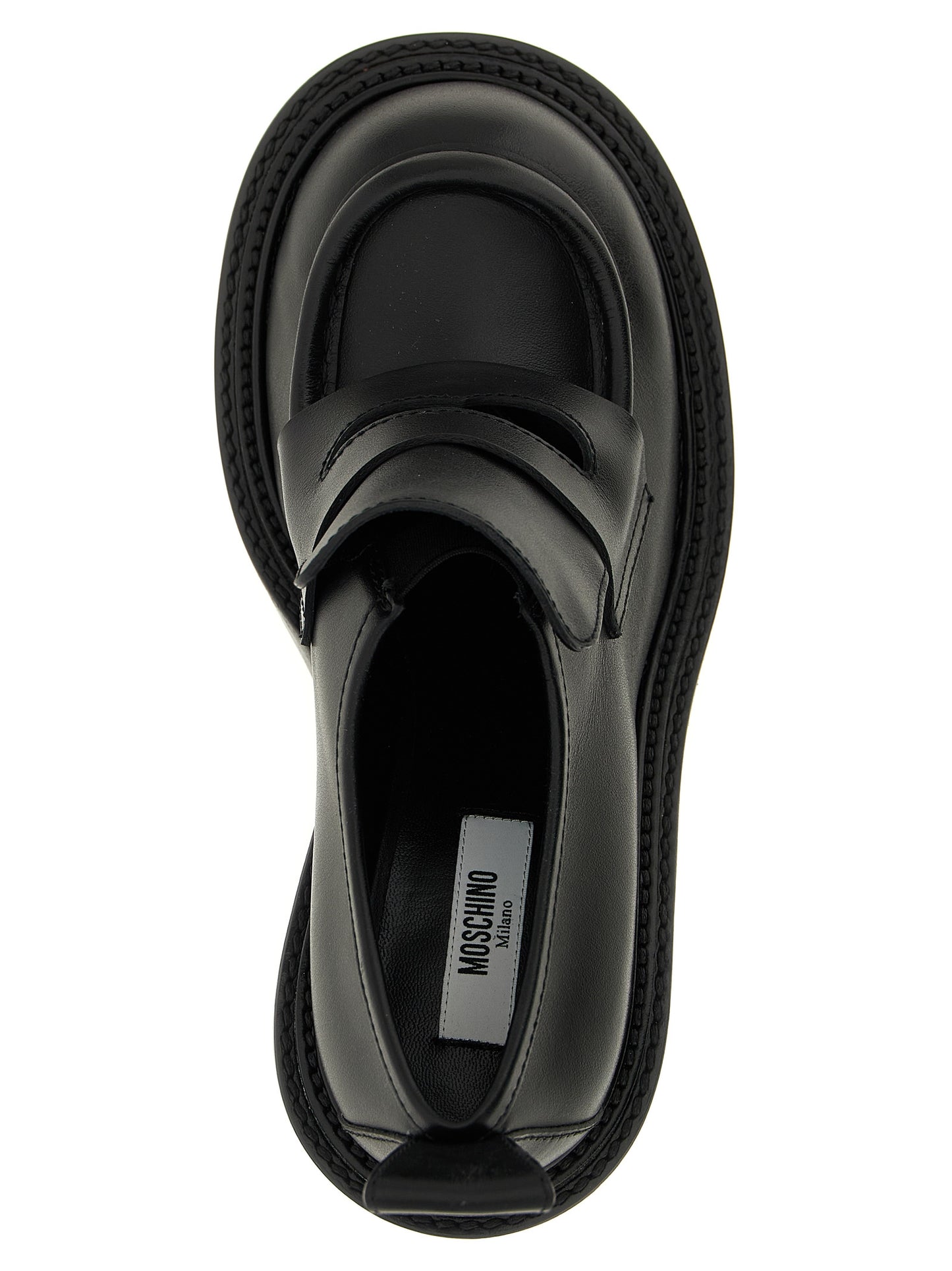 Black Leather Platform Loafers