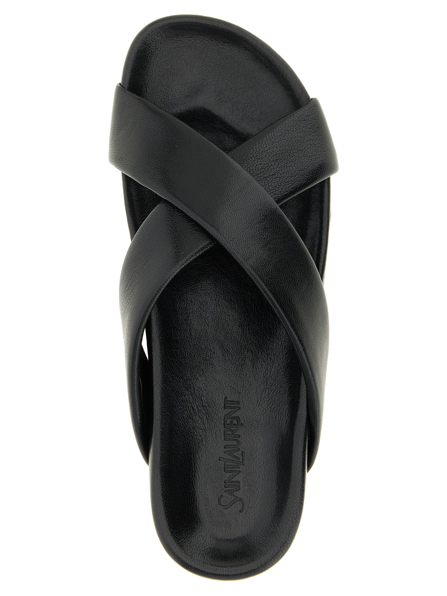 Saint Laurent Black Lamb Leather Slides sandals