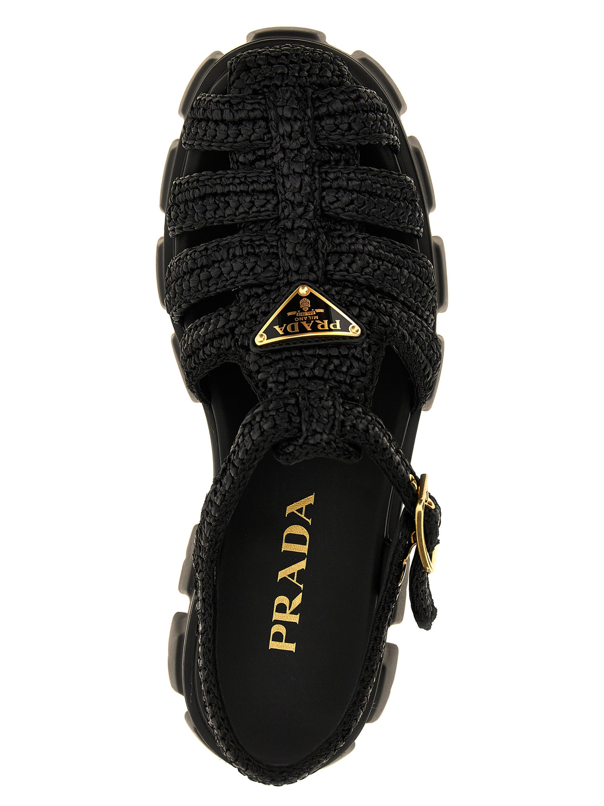 Prada Black Viscose Platform Sandals