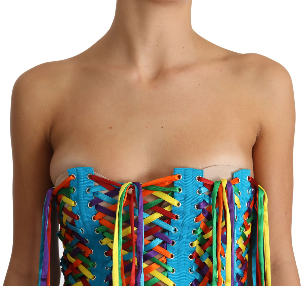 Dolce & Gabbana Multicolor Strings Bustier Polyester Corset Top