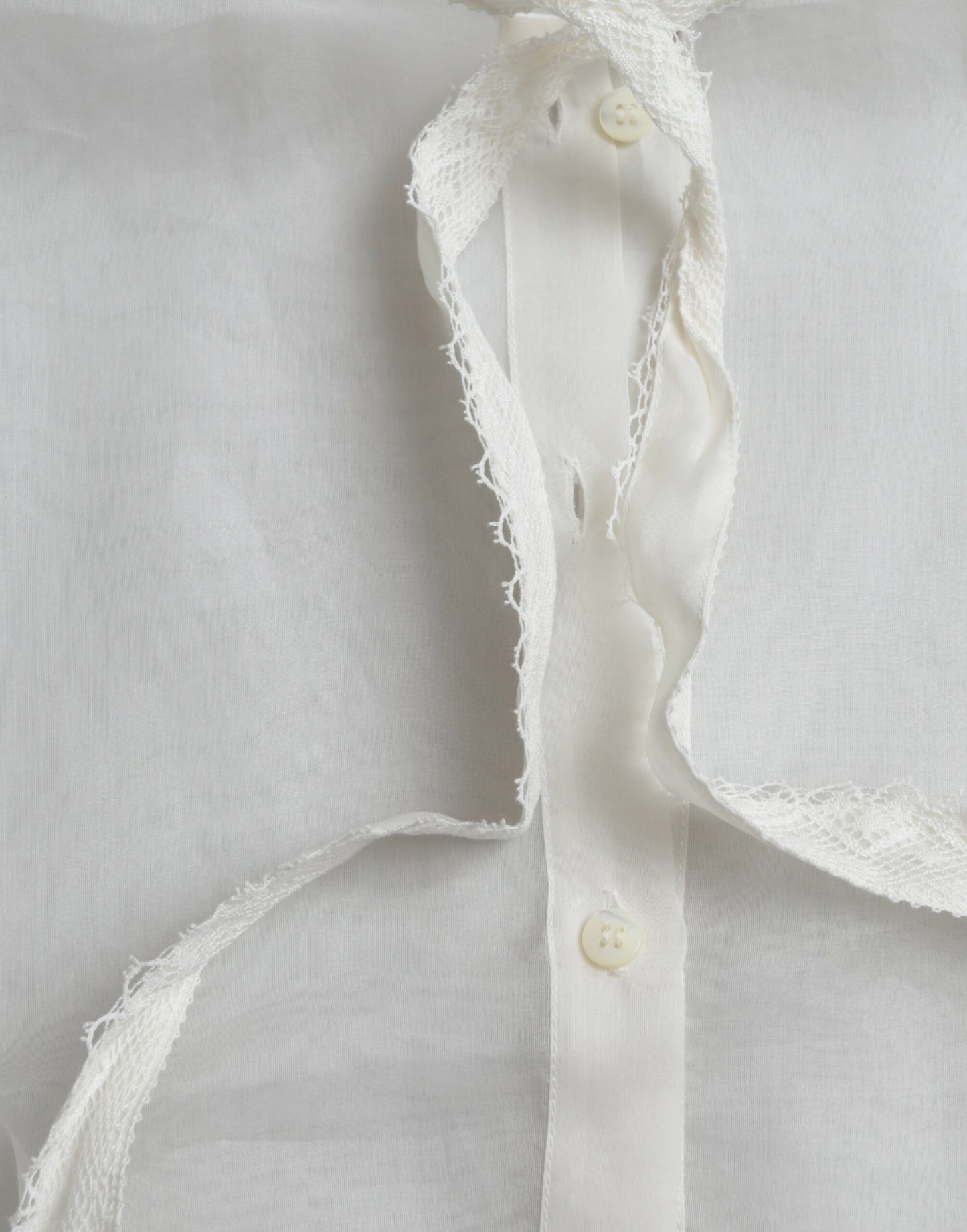 White Silk Long Sleeves Ascot Collar Top