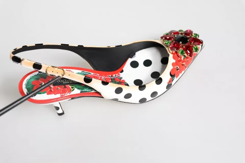 Dolce & Gabbana Multicolor Crystal Heels Slingback Shoes