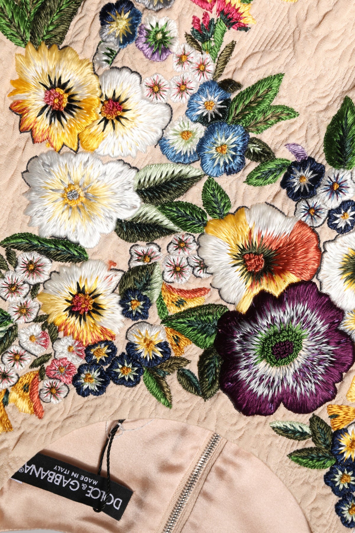 Dolce & Gabbana Beige Floral Embroidery Sleeveless Tank Top