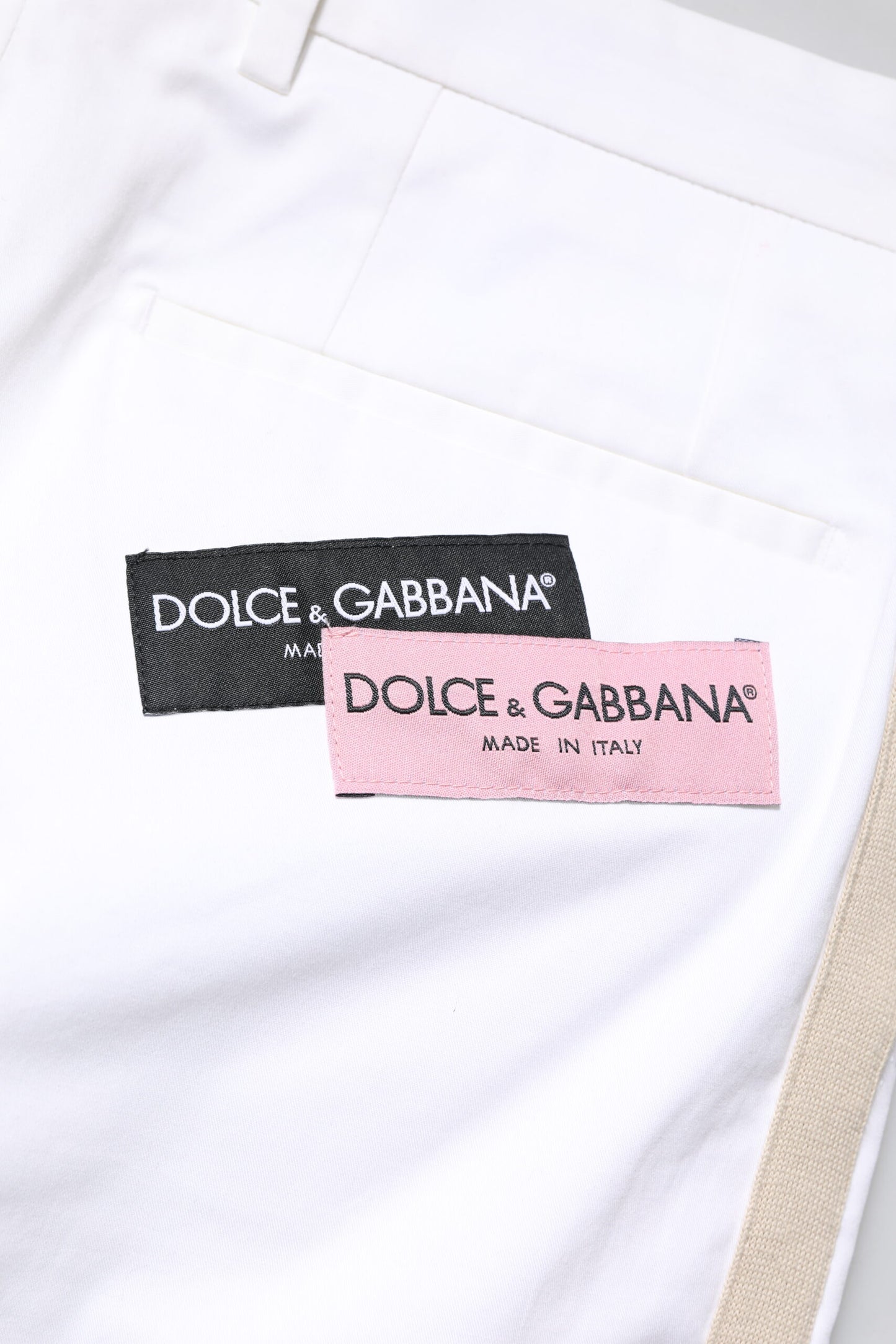 White Cotton Straight Logo Men Pants