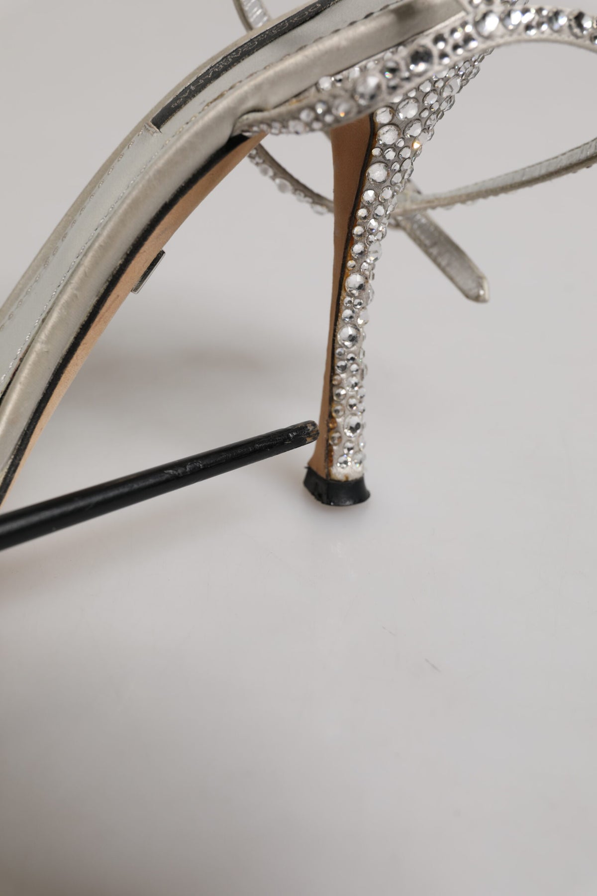 Dolce & Gabbana Silver Strass Ankle Strap KEIRA Sandals Shoes