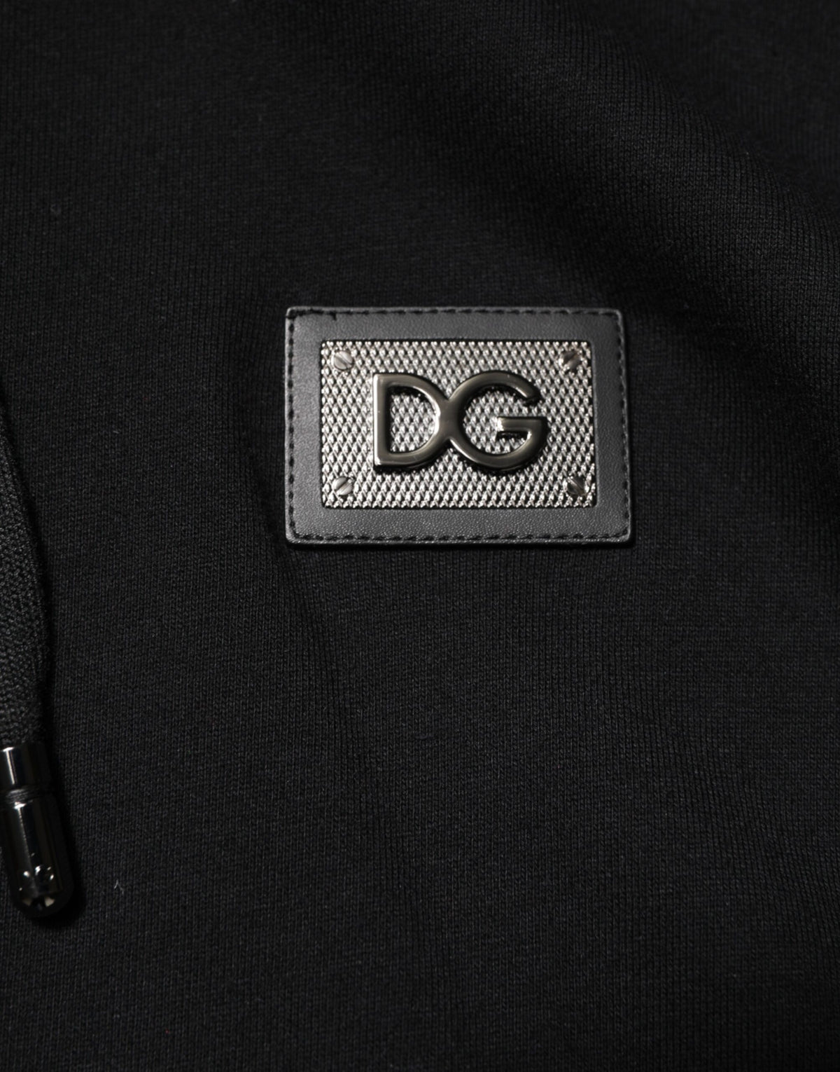 Dolce & Gabbana Black Cotton Plaque Track Cardigan Sweater