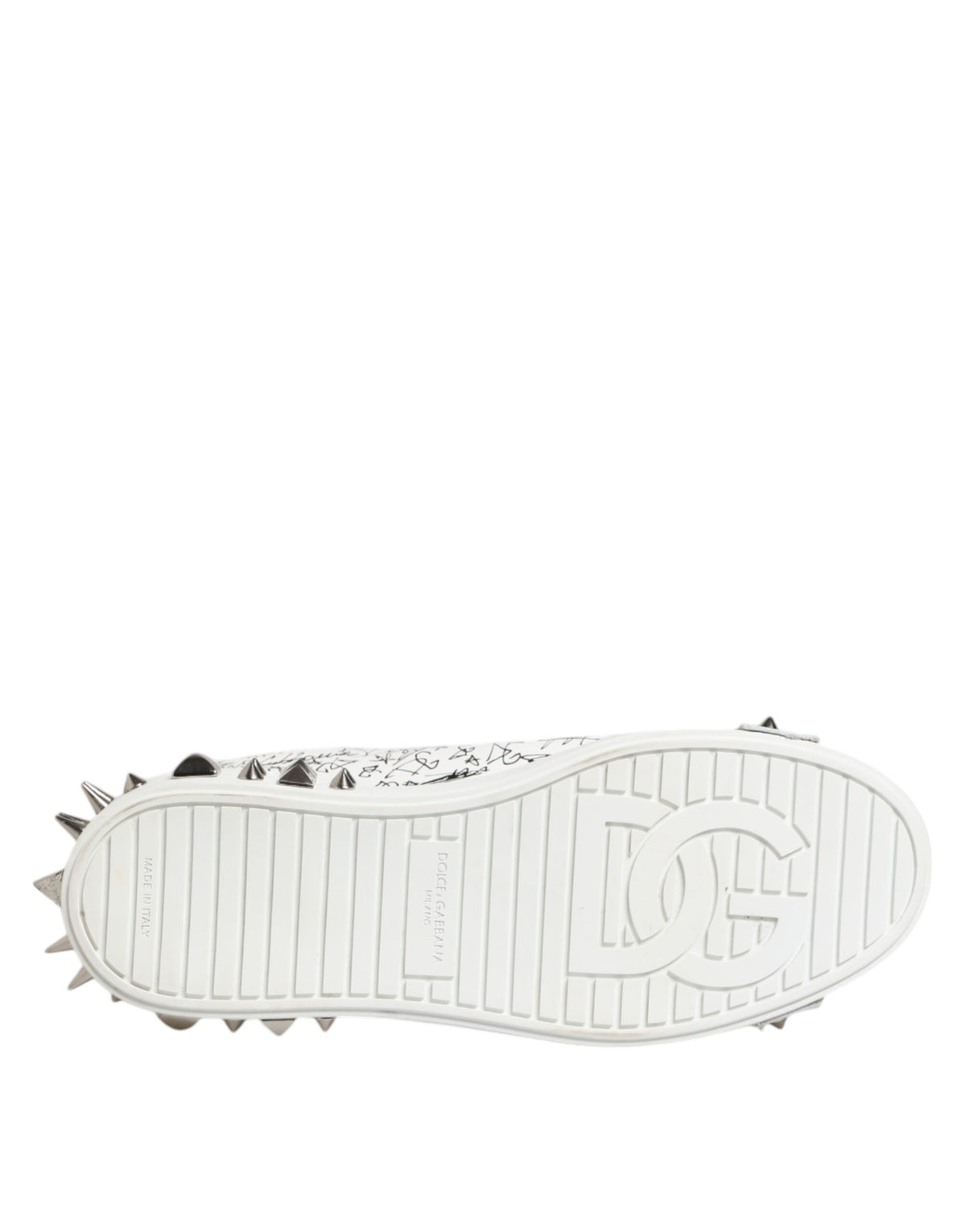 Dolce & Gabbana White Portofino Studded Men Sneakers Shoes