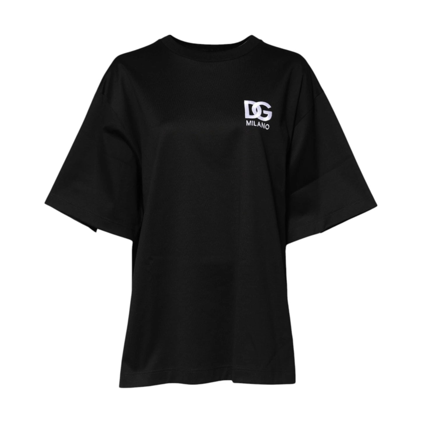 Black Cotton DG Logo Embroidery Top T-shirt