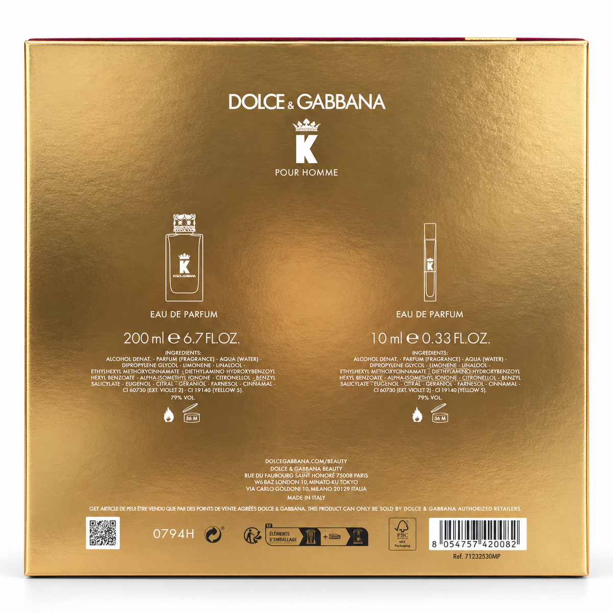 Dolce & Gabbana (M) K Eau de Parfum 2-Piece Gift Set – 6.7 oz + 0.34 oz Travel Spray