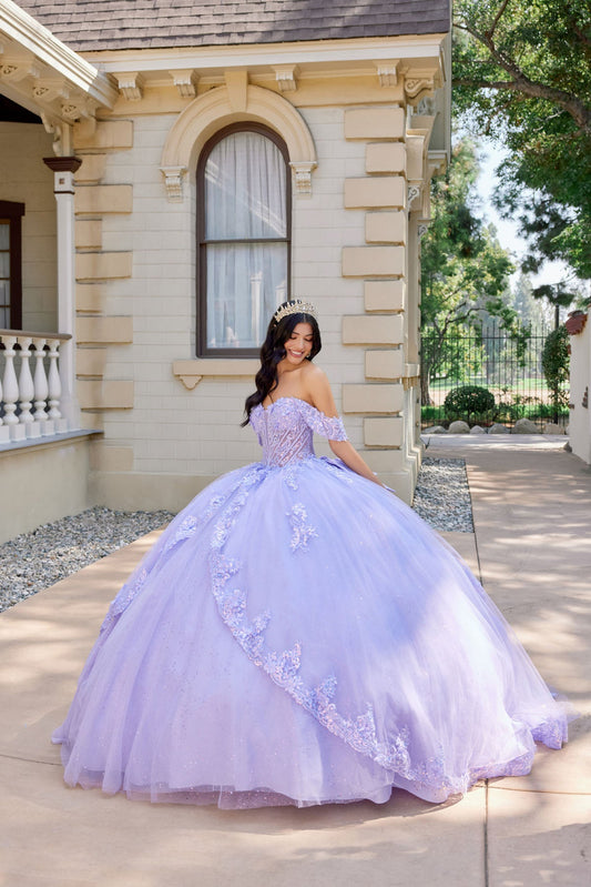 Layered Floral Lace Ball Gown with Train Quinceanera with JTJT1507J