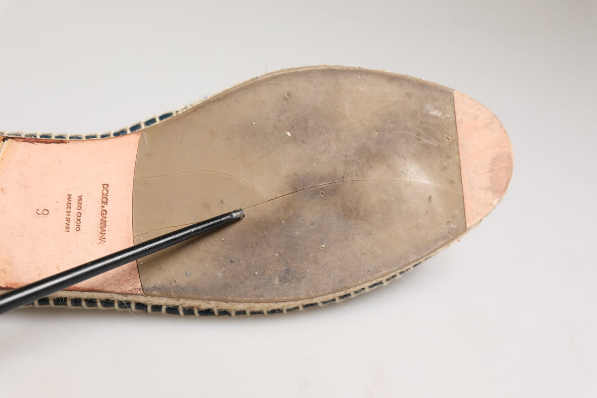 Dolce & Gabbana Blue Gray Slip On Buffalo Espadrille Shoes