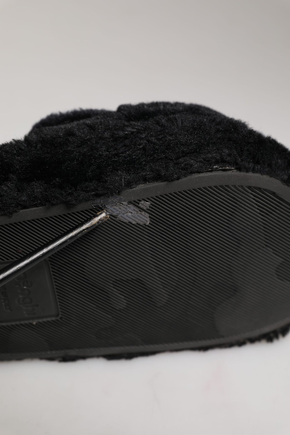 Dolce & Gabbana Black Faux Fur Panther Plush Flat Slides Shoes
