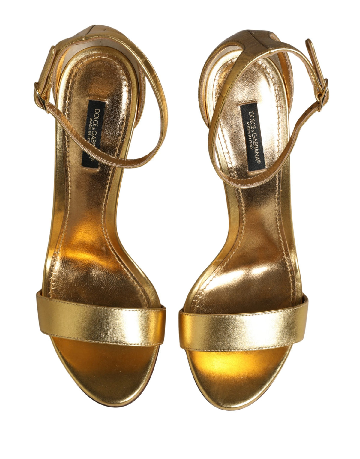 Dolce & Gabbana Gold Leather Keira High Heels Sandals Shoes