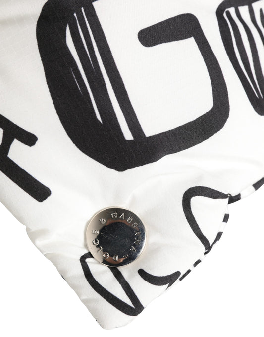 White Logo Print Whole Head Wrap Capello Hat