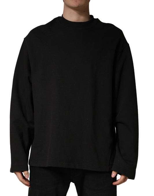 Dolce & Gabbana Black Cotton Crew Neck Sweatshirt  Sweater