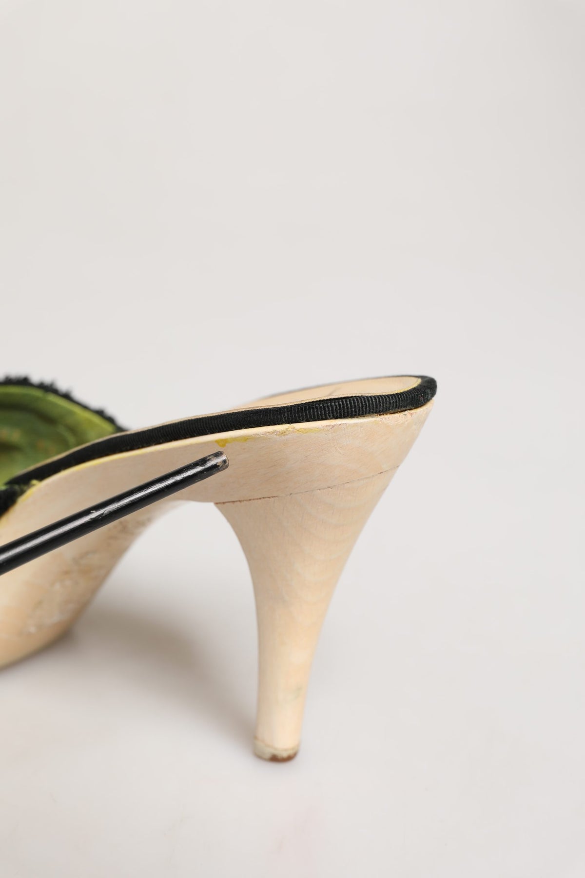 Dolce & Gabbana Black Fabric Fur Mule Wood Platform Heel Shoes