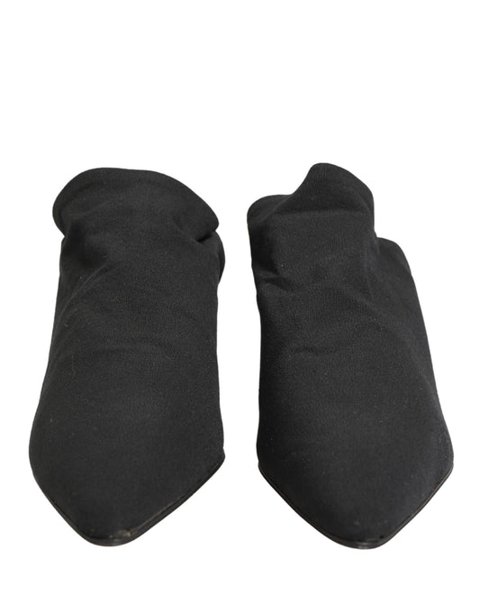 Black Suede Heel Mule Shoes