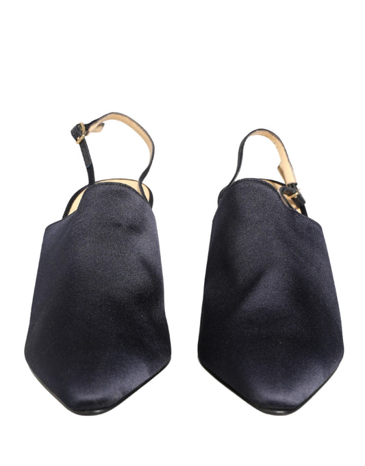 Black Suede Heels Slingbacks Shoes