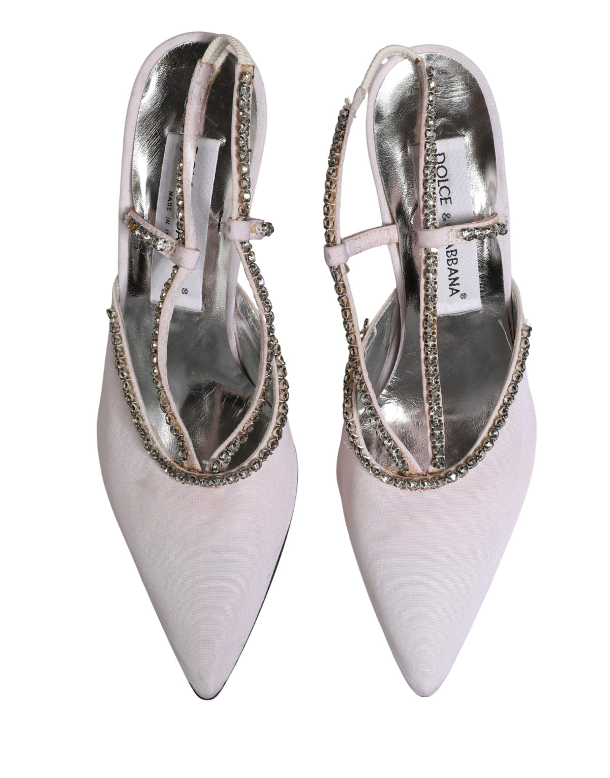 Dolce & Gabbana White Strass Crystal Slingbacks Pumps Shoes