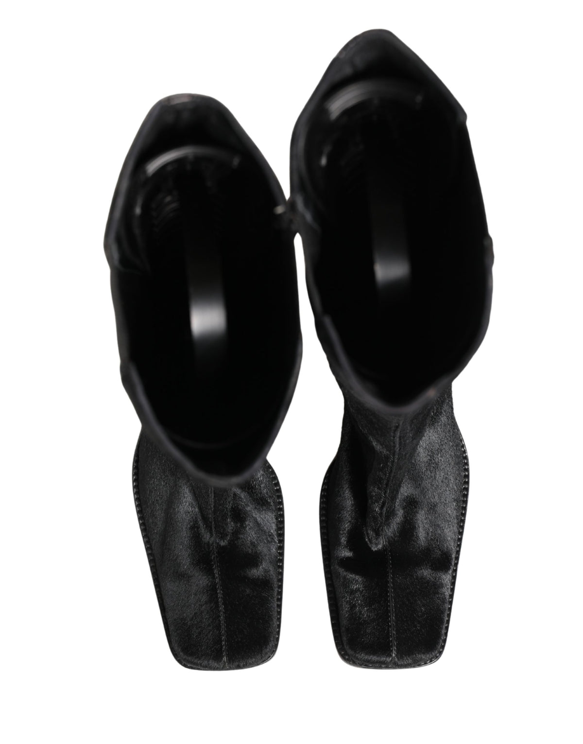 Dolce & Gabbana Black Suede Leather Knee High Boots Shoes