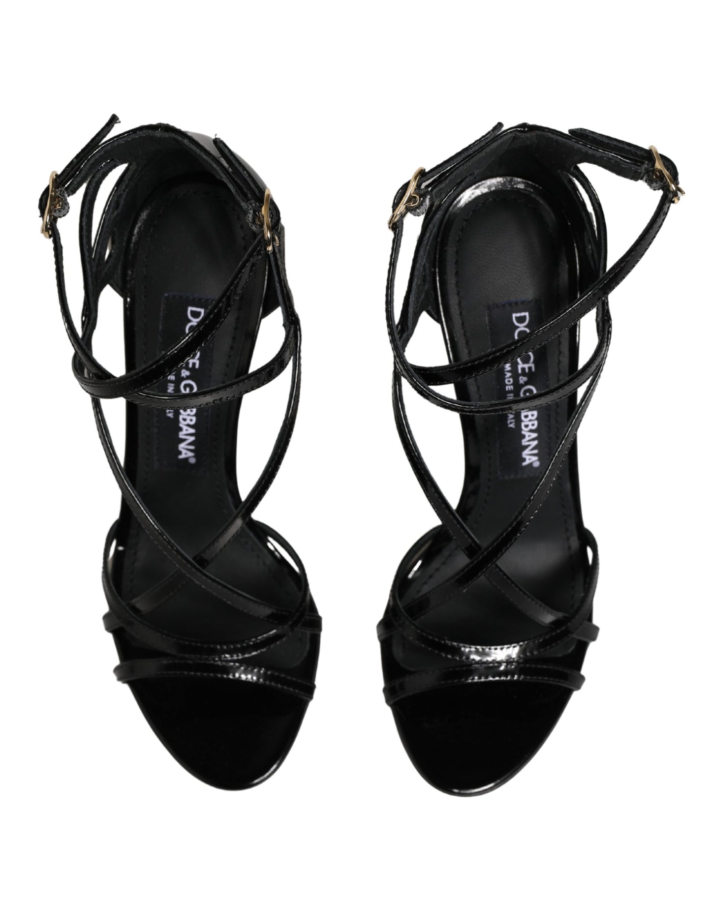 Black Leather Stiletto Heel Sandals Shoes