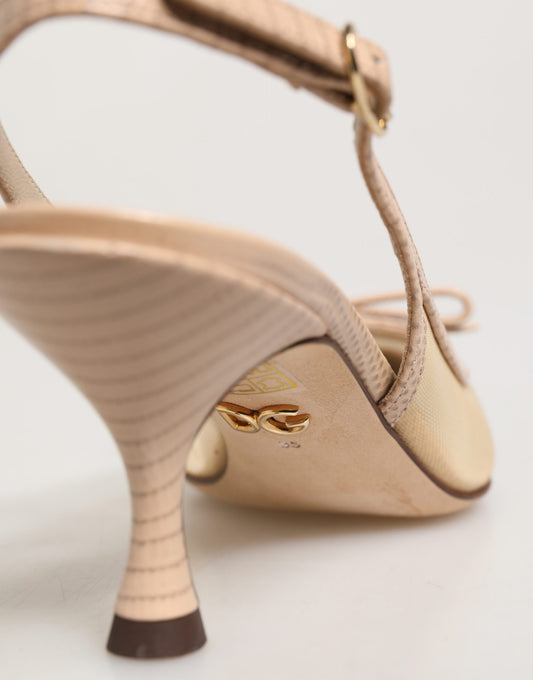Beige Lori Mesh Leather Slingback Sandals Shoes