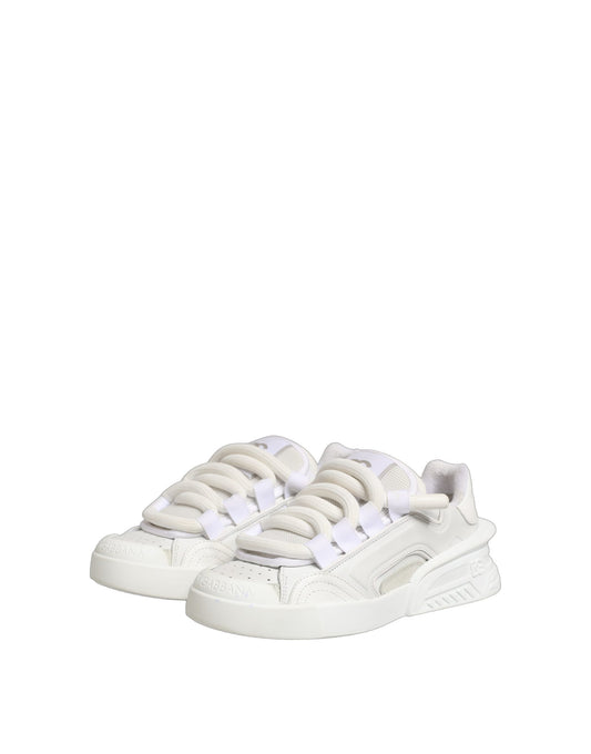 Dolce & Gabbana White Calfskin Leather Low Top Sneakers Shoes