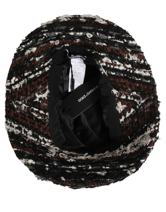 Women Multicolor Acrylic Tweed Bucket Capello Hat