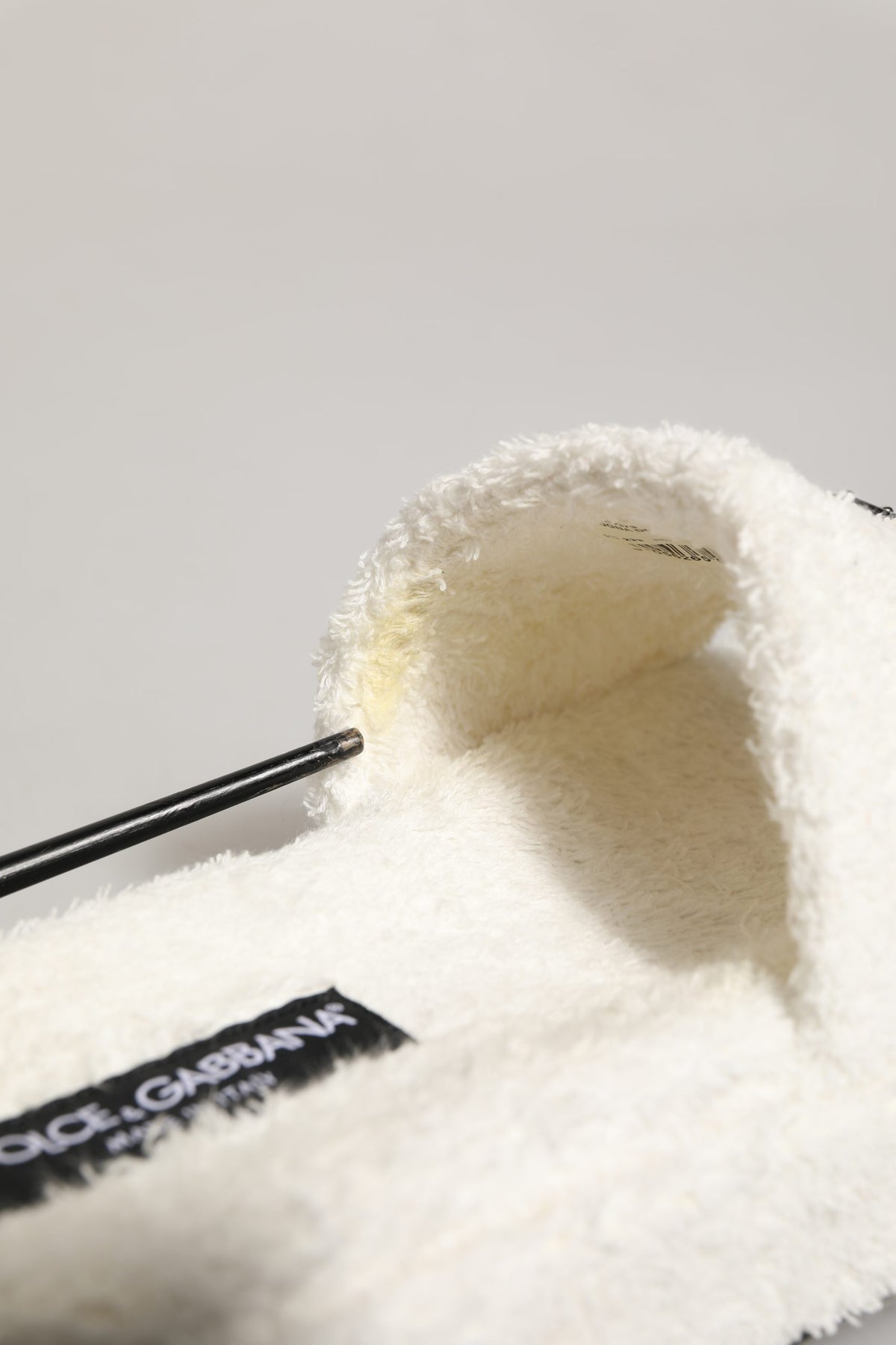 Dolce & Gabbana White Faux Fur Flats Men Slides Sandals Shoes