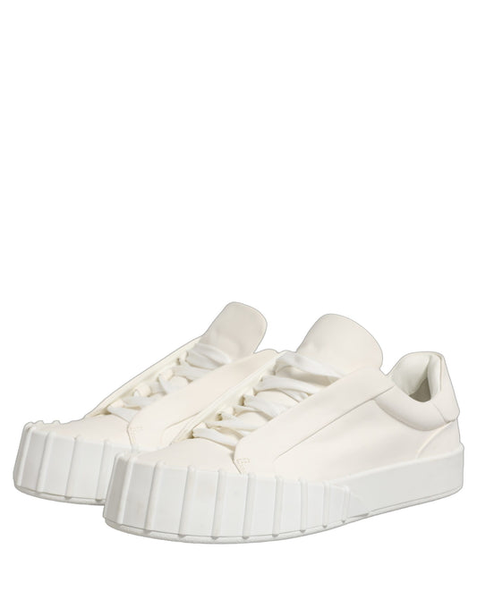 Dolce & Gabbana White Leather Low Top Lace Up Sneakers Shoes