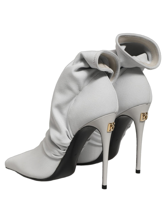 Gray Stretch Socks Heels Ankle Boots Shoes