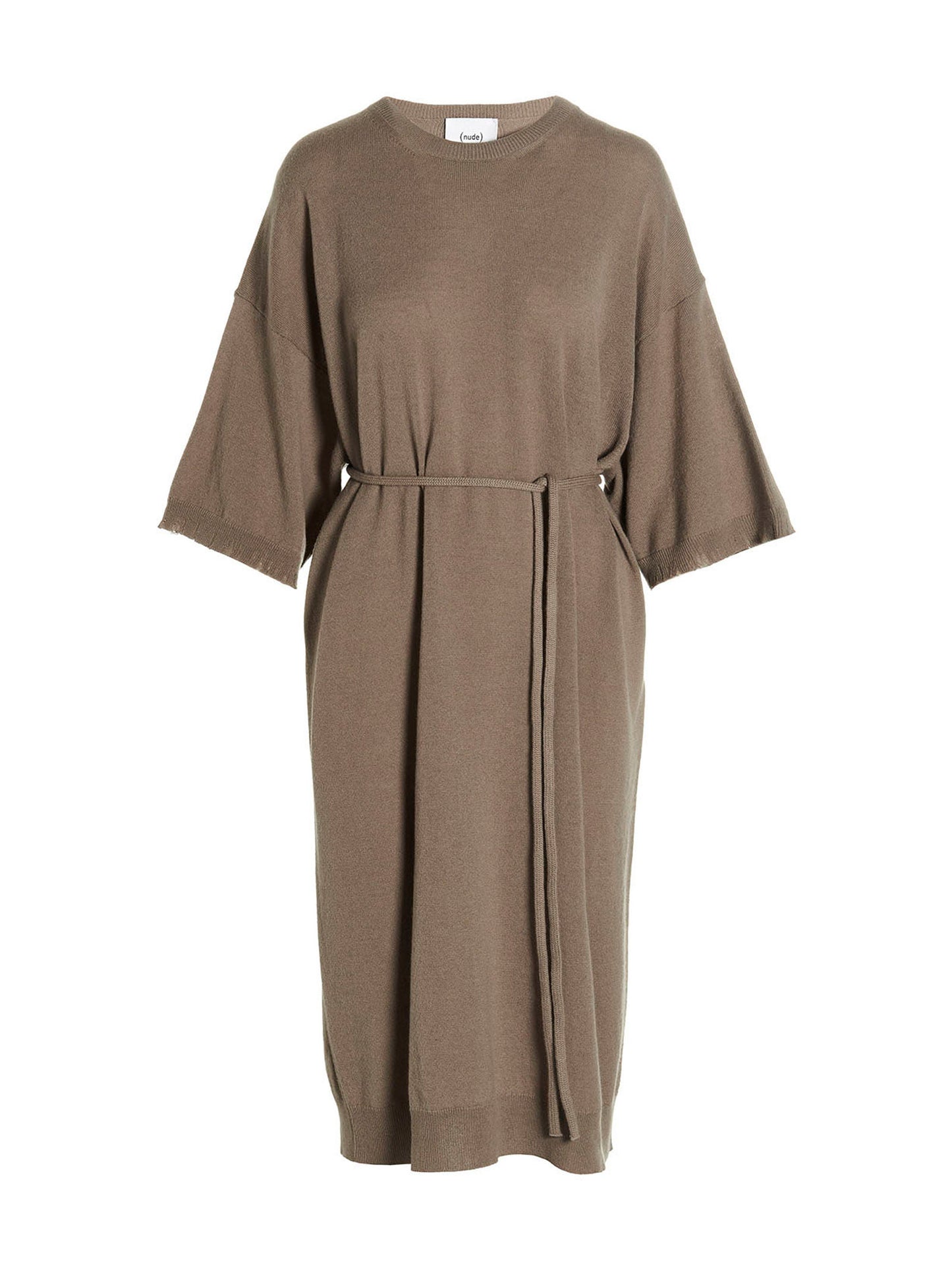 Beige Virgin Wool Long Dress
