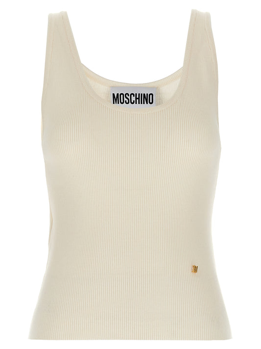 White Virgin Wool Sleeveles T-Shirt