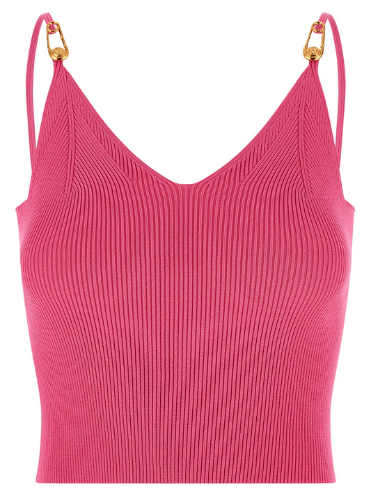 Fuchsia Viscose Sleeveles T-Shirt
