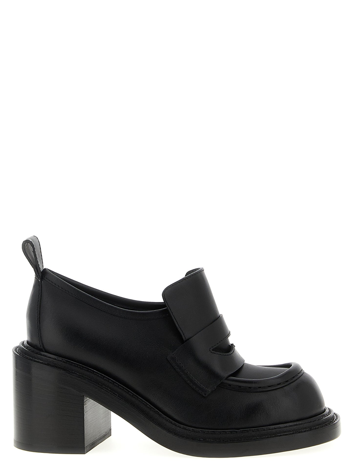 Black Leather Platform Loafers