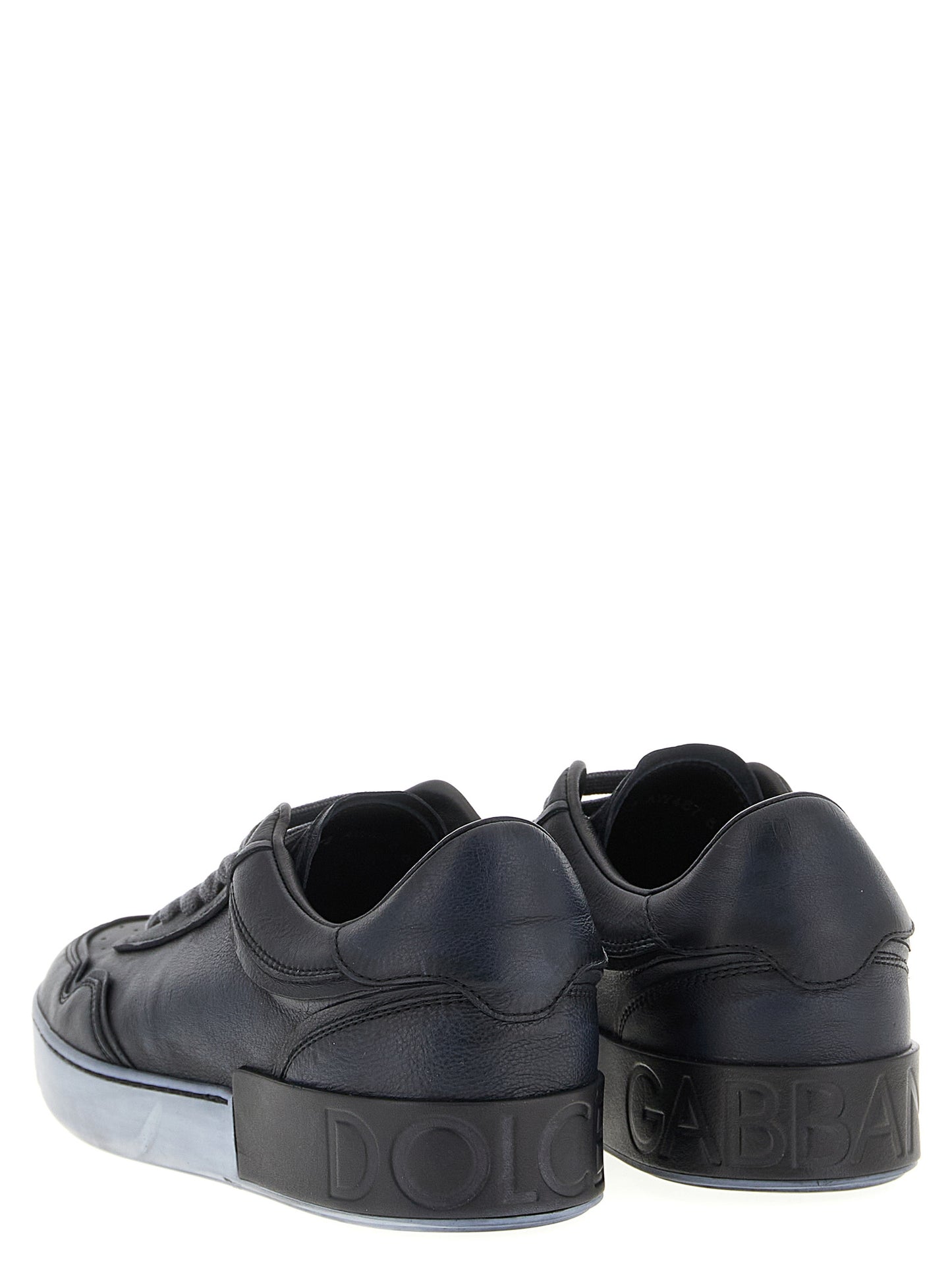 Black Lamb Leather Low Top Sneakers