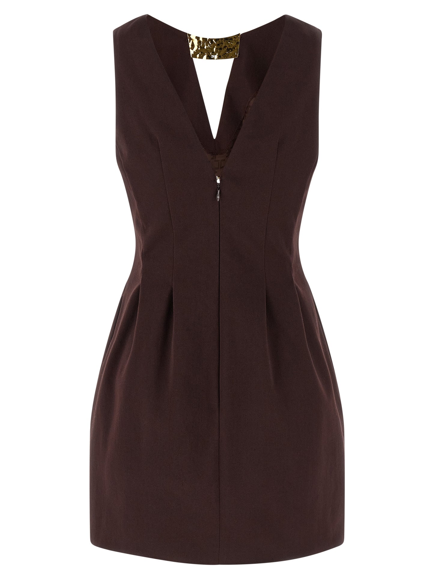 Brown Cotton Short Dress