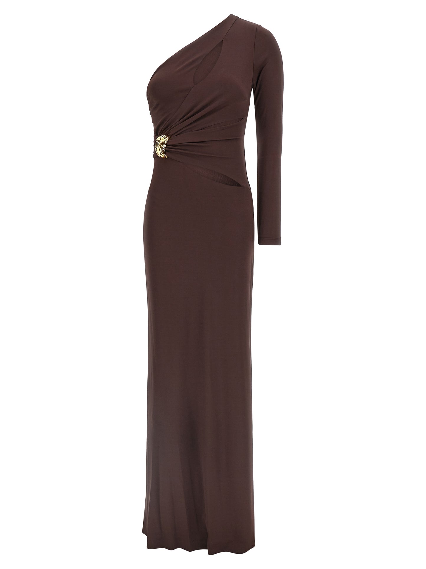 Brown Viscose Long Dress