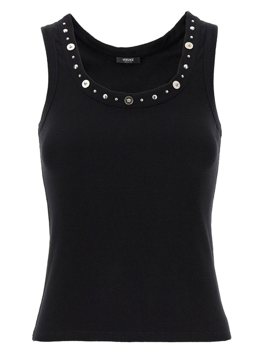 Black Cotton Sleeveles T-Shirt