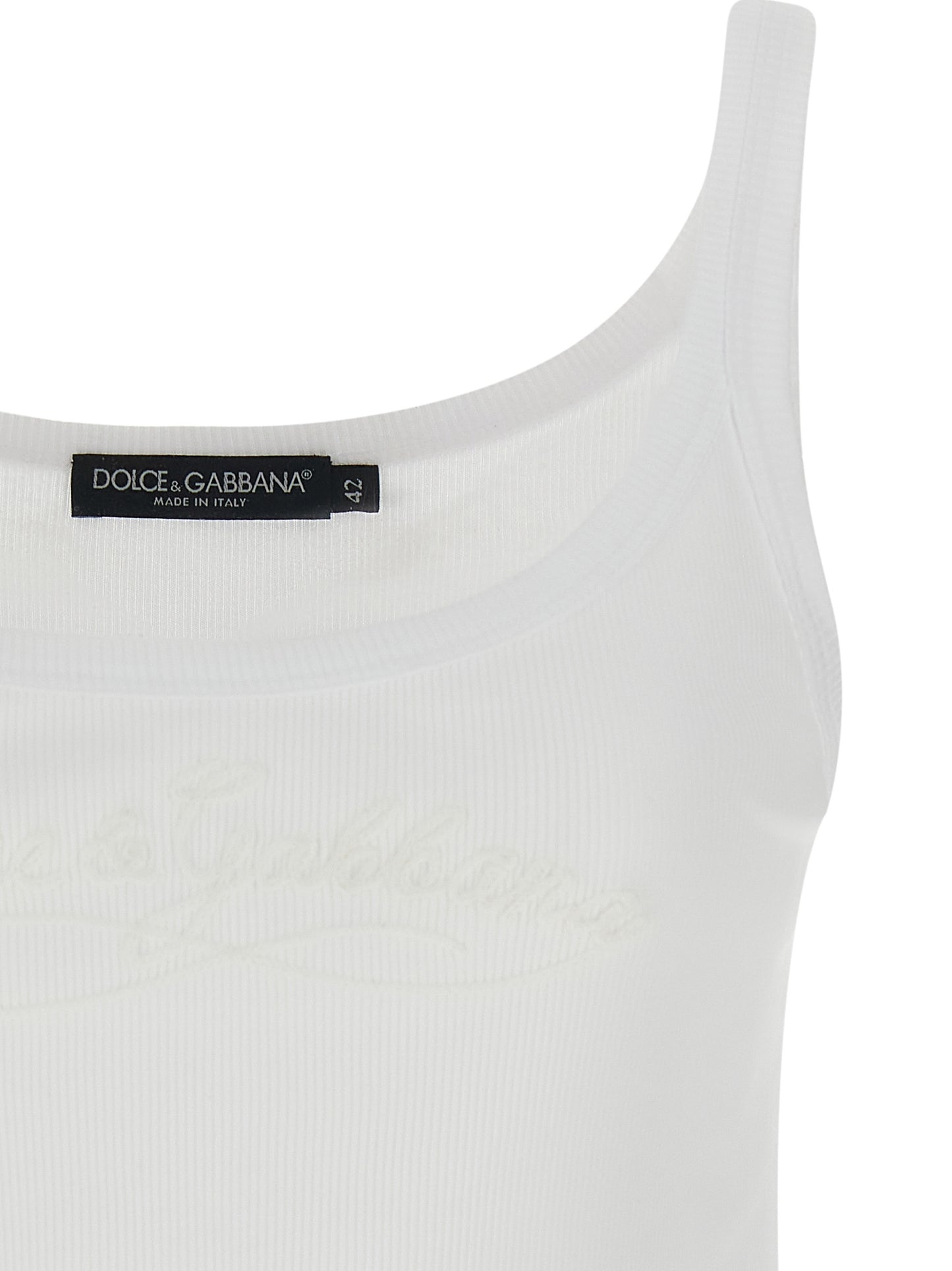 White Cotton Sleeveles T-Shirt