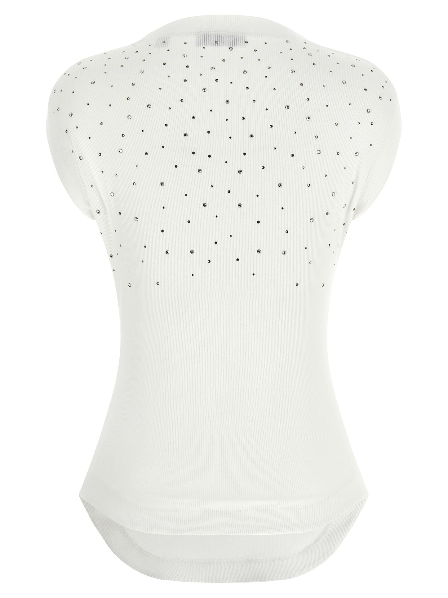 White Viscose Sleeveles T-Shirt