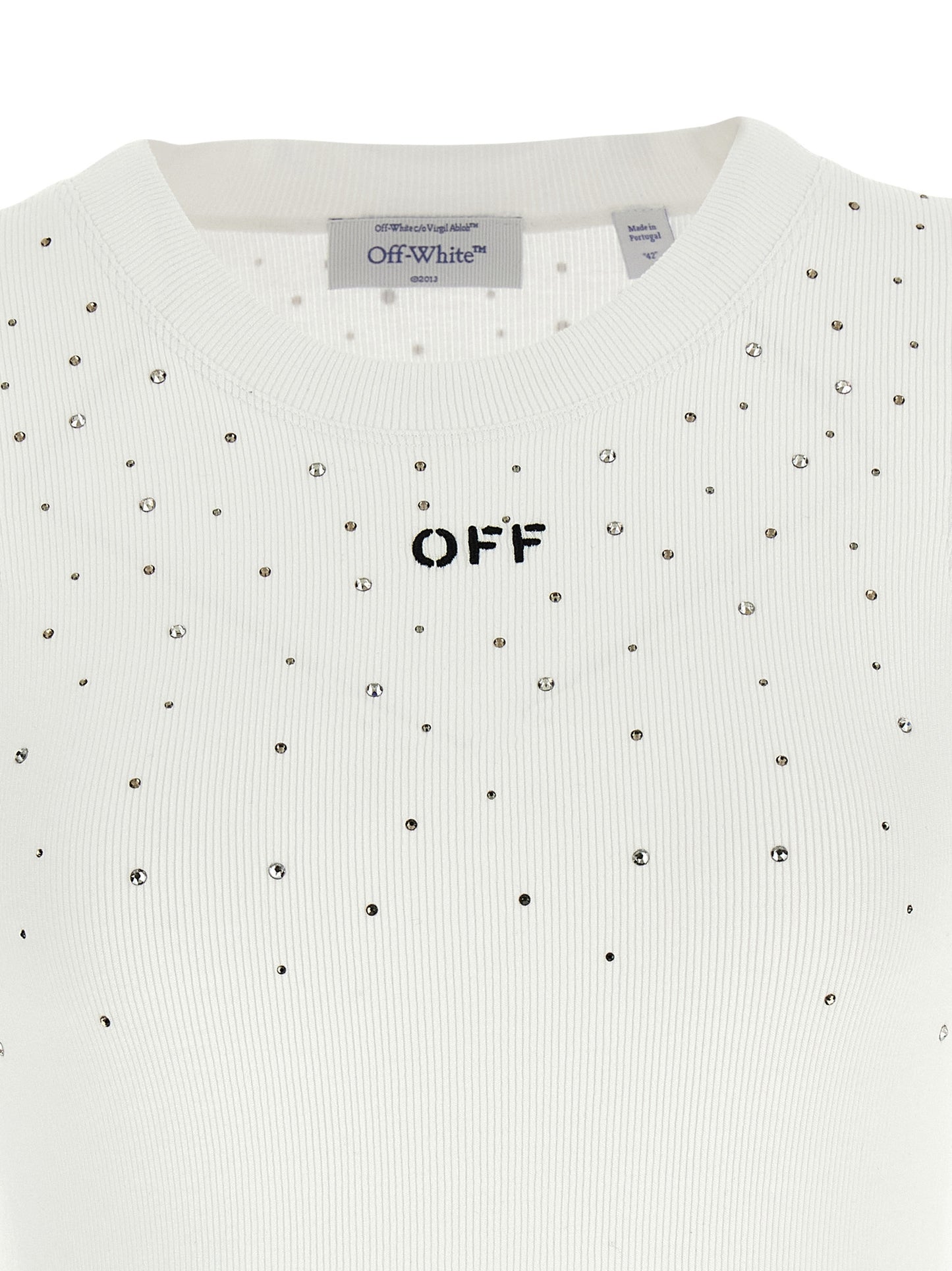 White Viscose Sleeveles T-Shirt