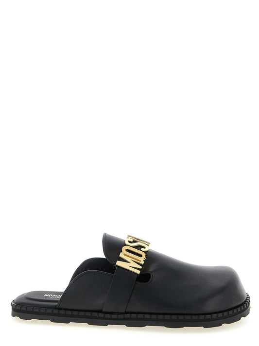 Black Calfskin Clogs