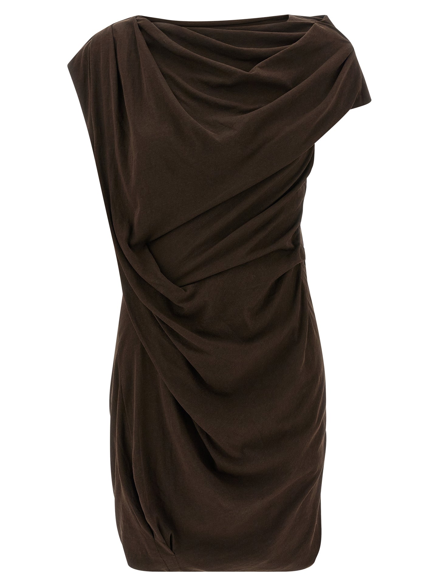 Brown Cotton Short Dress