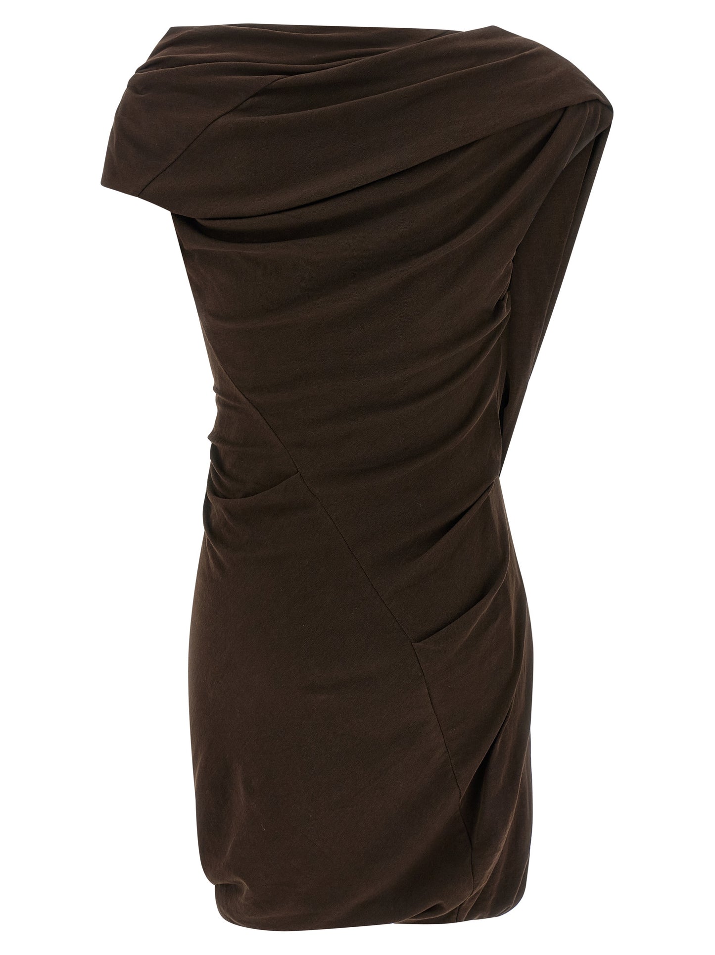 Brown Cotton Short Dress