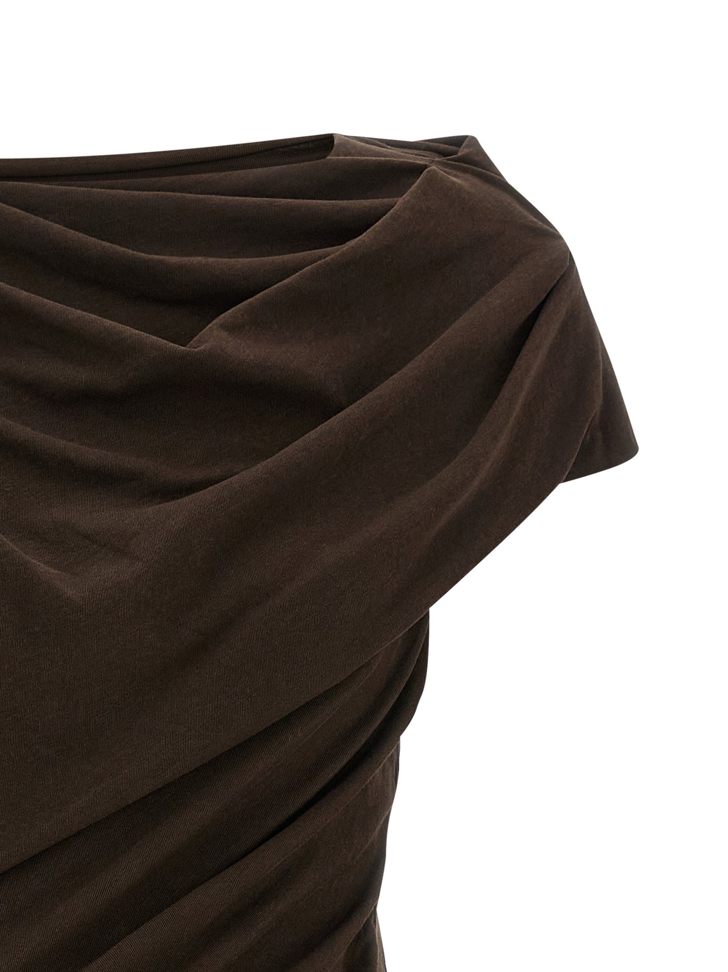 Brown Cotton Short Dress